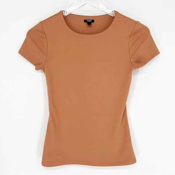 Express Body Contour Short Sleeve Top XS Tan - Picture 1 of 5